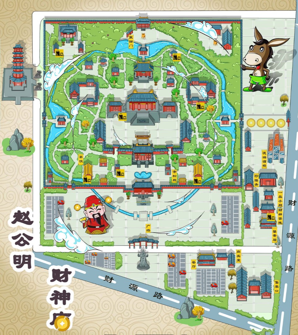 二连浩特寺庙类手绘地图